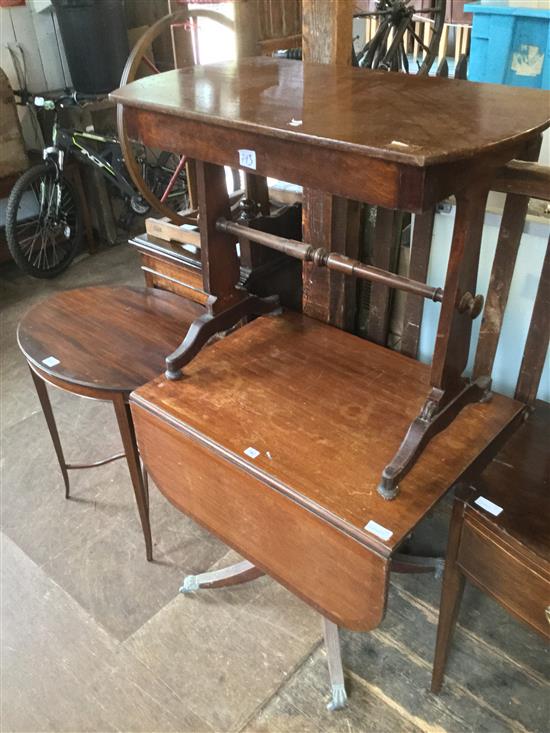 George III mahogany pembroke table, occ table and side table